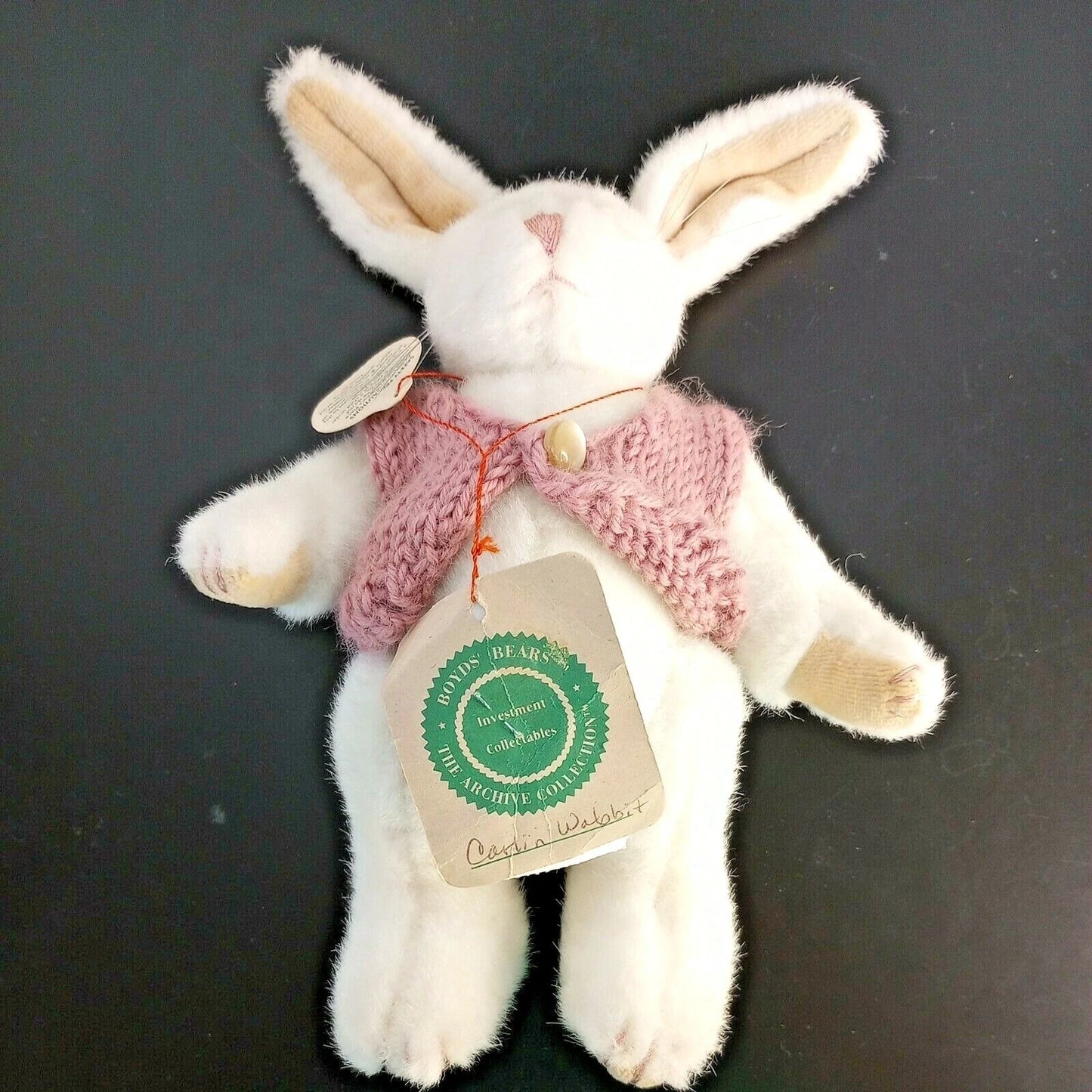 Boyds Hare Carlin with Rose Knit Vest 8"  9115 image 2
