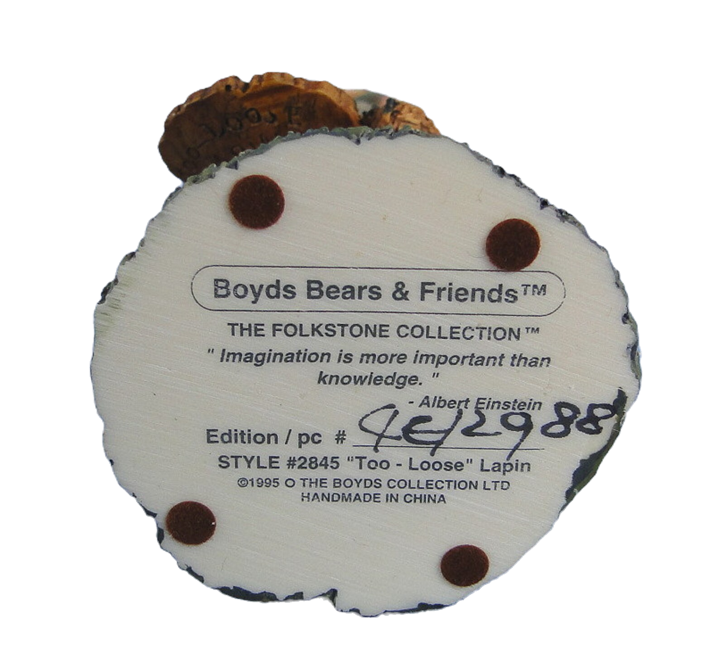 Boyds Folkstone Too Loose Lapin  #2845 Retired Rabbit image 4