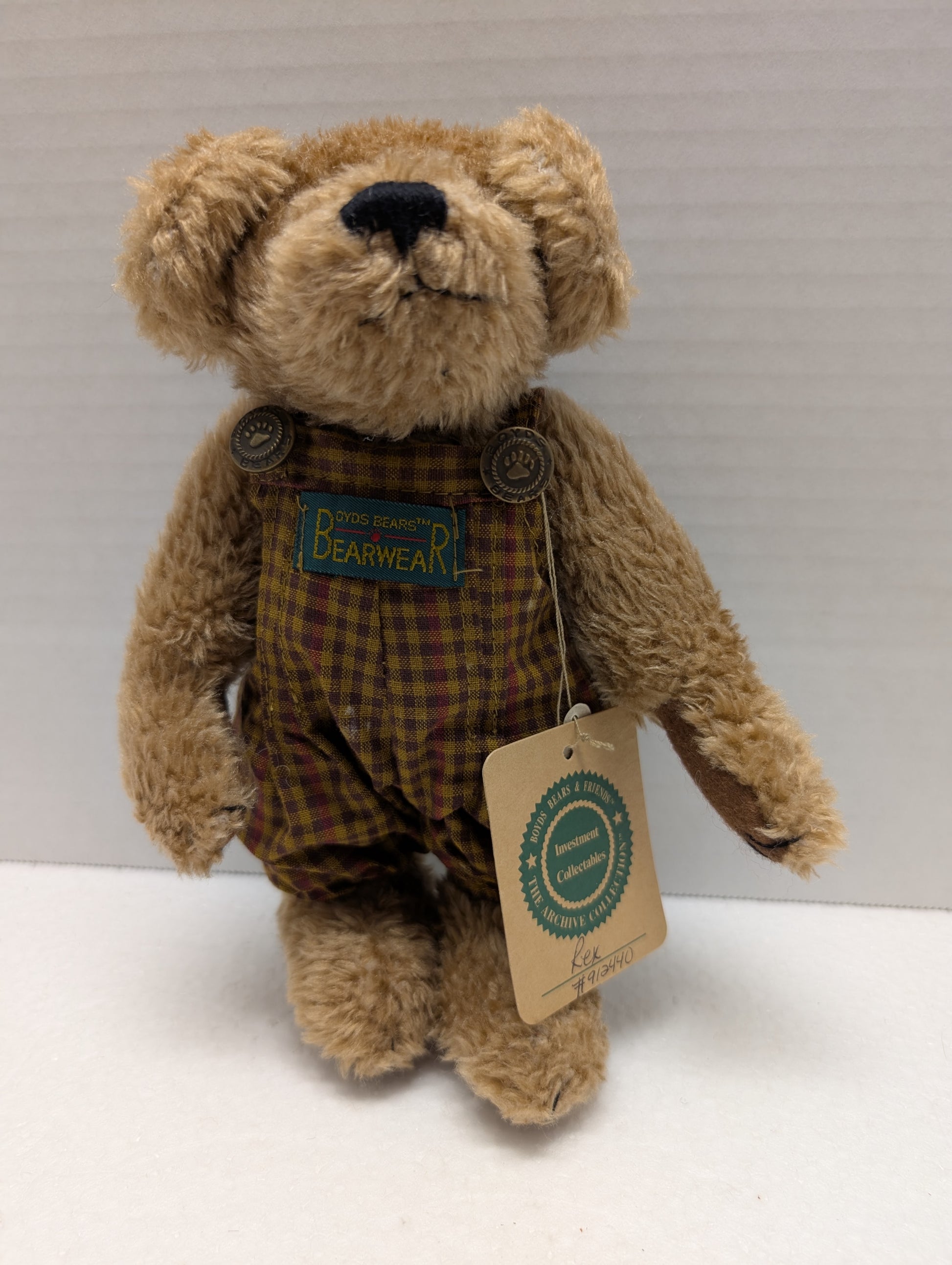 Boyds Bear Plush Rex plaid romper  912440 image 0