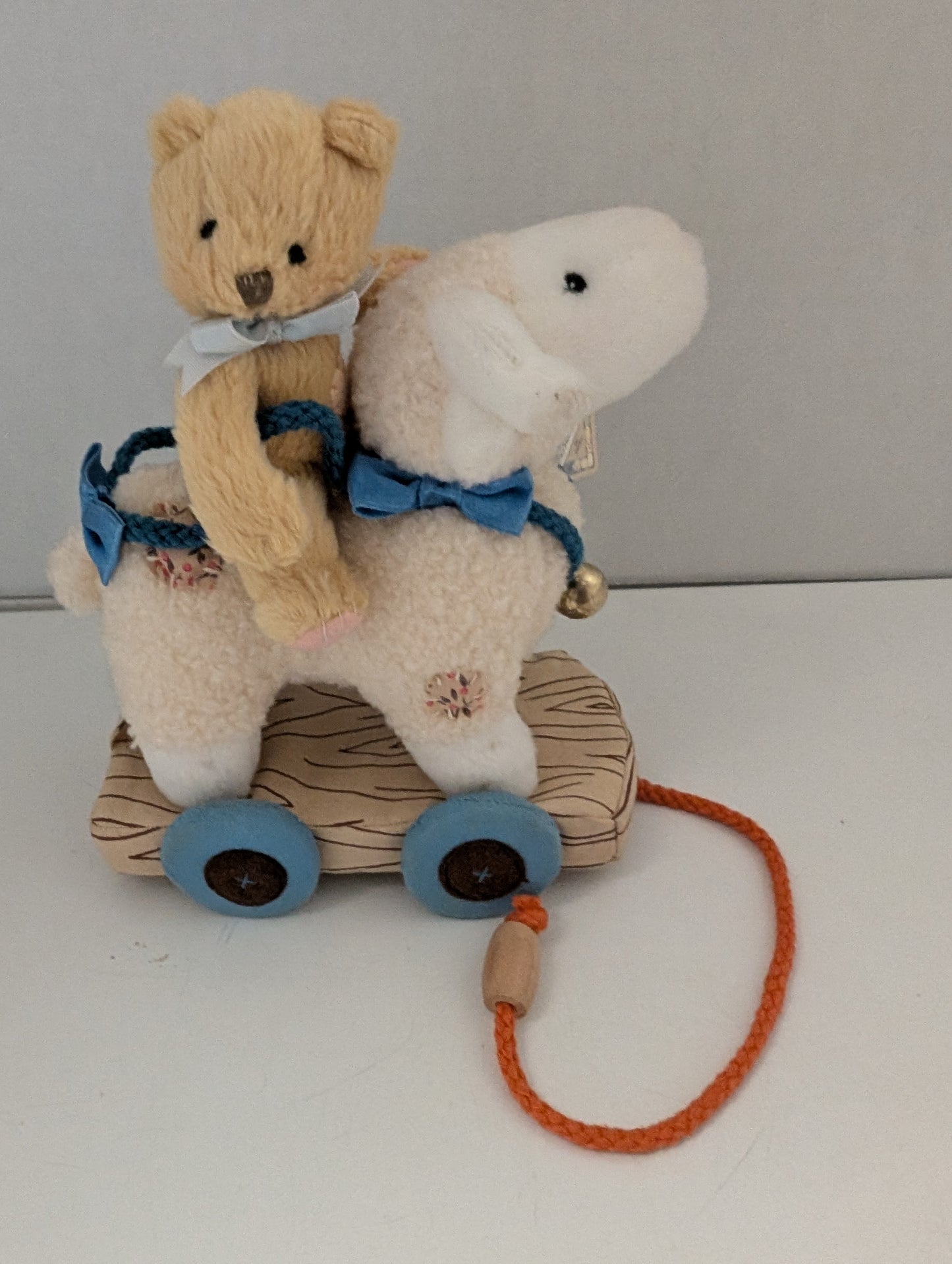 Cherished Teddies Bear Antique Toy Lamb plush pull a log 742740 image 0