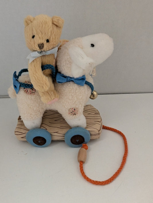 Cherished Teddies Bear Antique Toy Lamb plush pull a log 742740 image 0