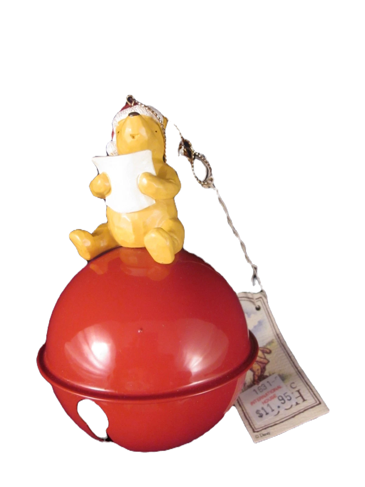 Walt Disney Winnie the Pooh Ornament, Large Red Bell Ornament image 0