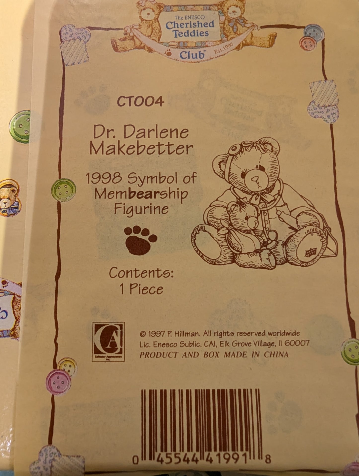 Cherished Teddies 1998 Club Kit with Dr Darlene Makebetter image 1