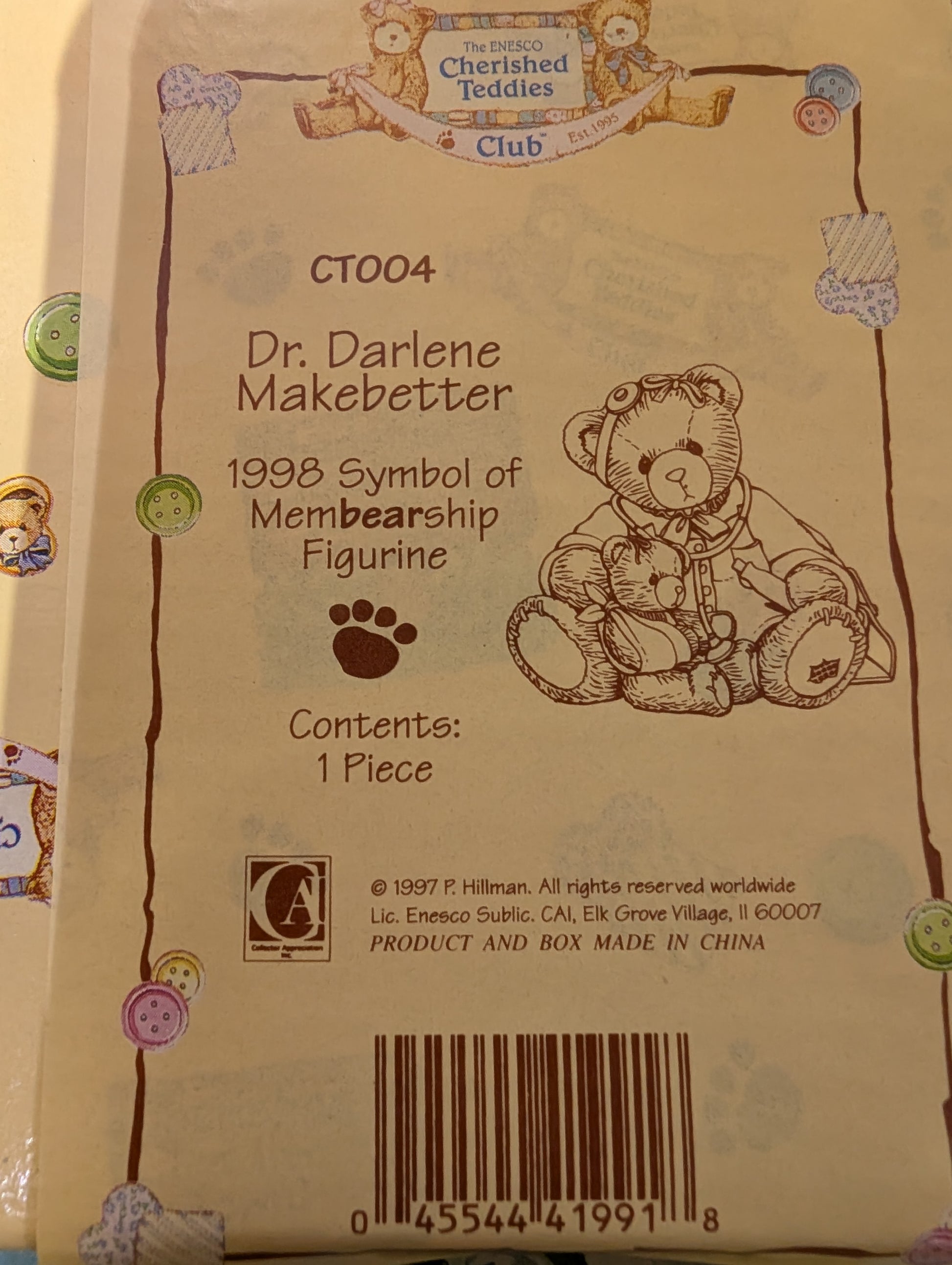 Cherished Teddies 1998 Club Kit with Dr Darlene Makebetter image 1