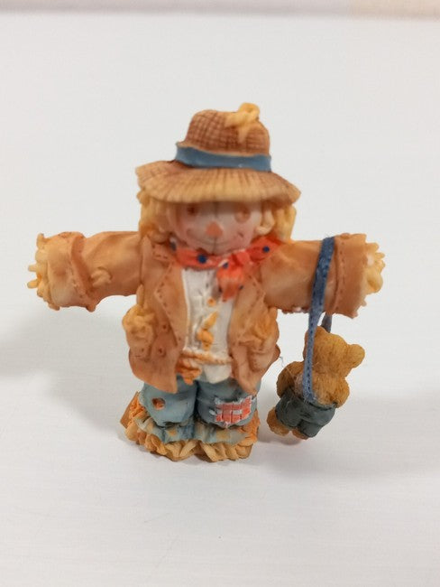 Cherished Teddies 1996 Mini Figurine Set of 3 A Pumpkin, Cornstalk, and a�Scarec image 5