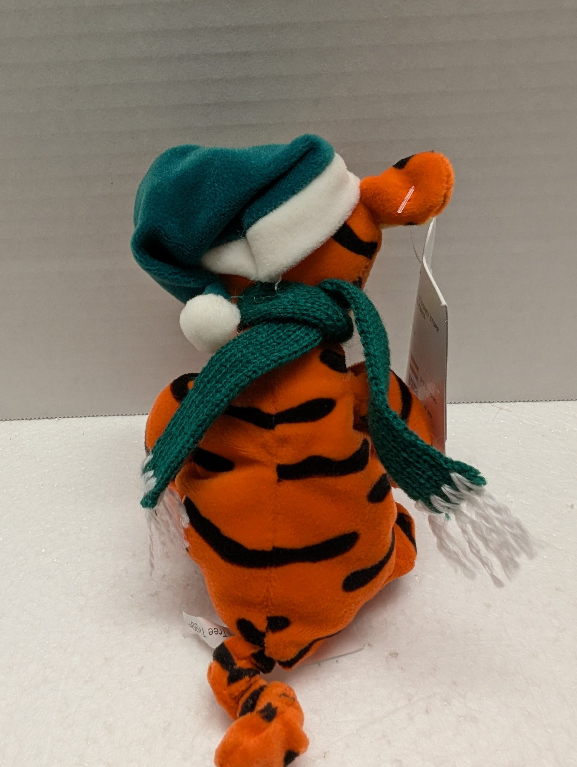 Disney Bean Bag Tigger with Green Santa Hat and Green Scarf. image 2