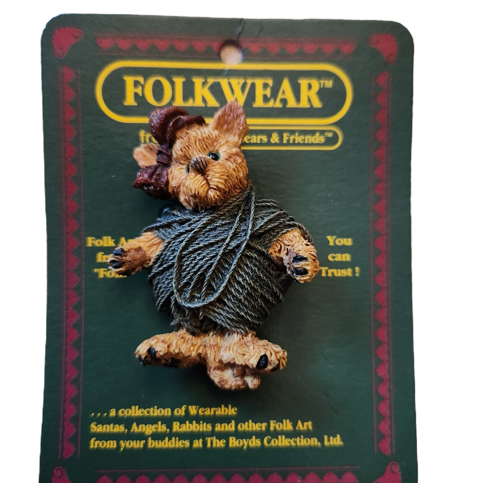 Boyds Pin Folkwear Jasper Knittin' Kittens image 0