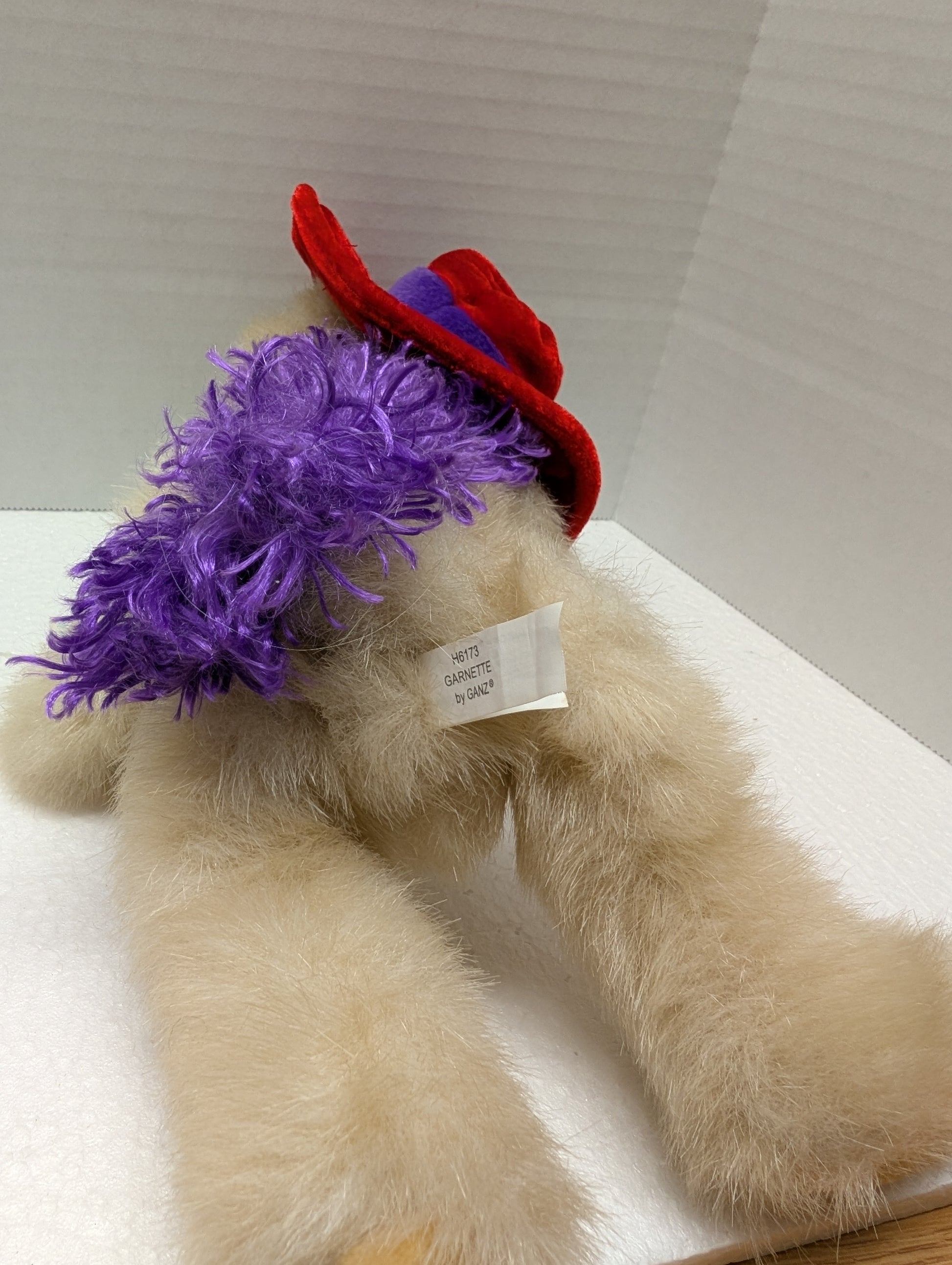 Ganz Garnette Red Hat Bear with Glasses and Purple Boa H6173 11" image 3