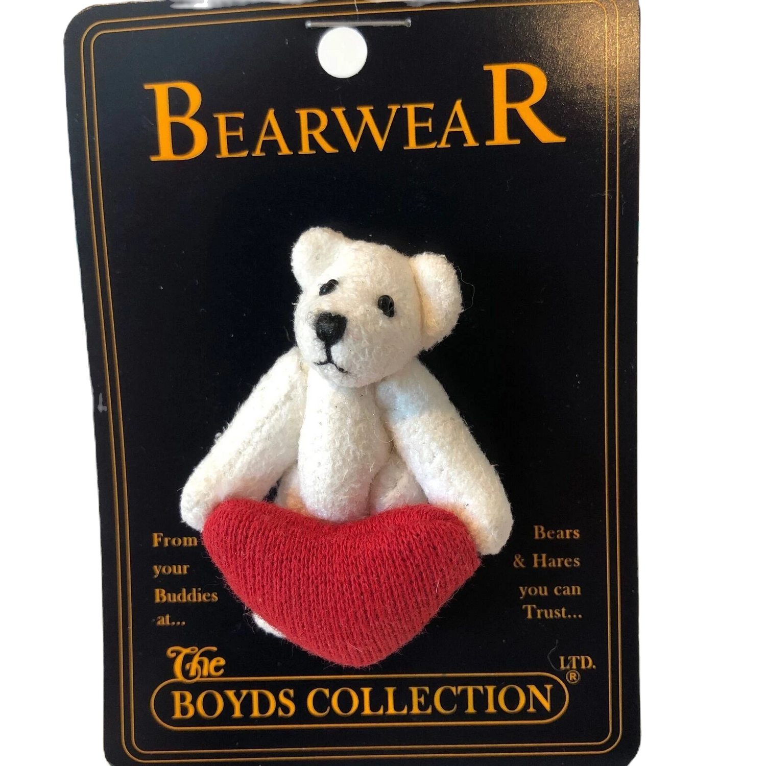 Boyds Pin Bearwear Valentine Bear with Heart Fabric  Pin image 0