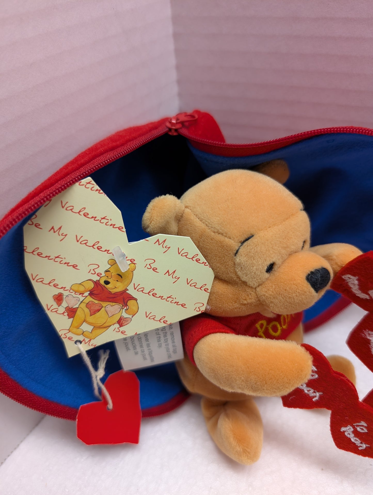 Disney Bean Bag Min Pooh Bear zipped in Heart with Pooh Embroidered on Heart image 2