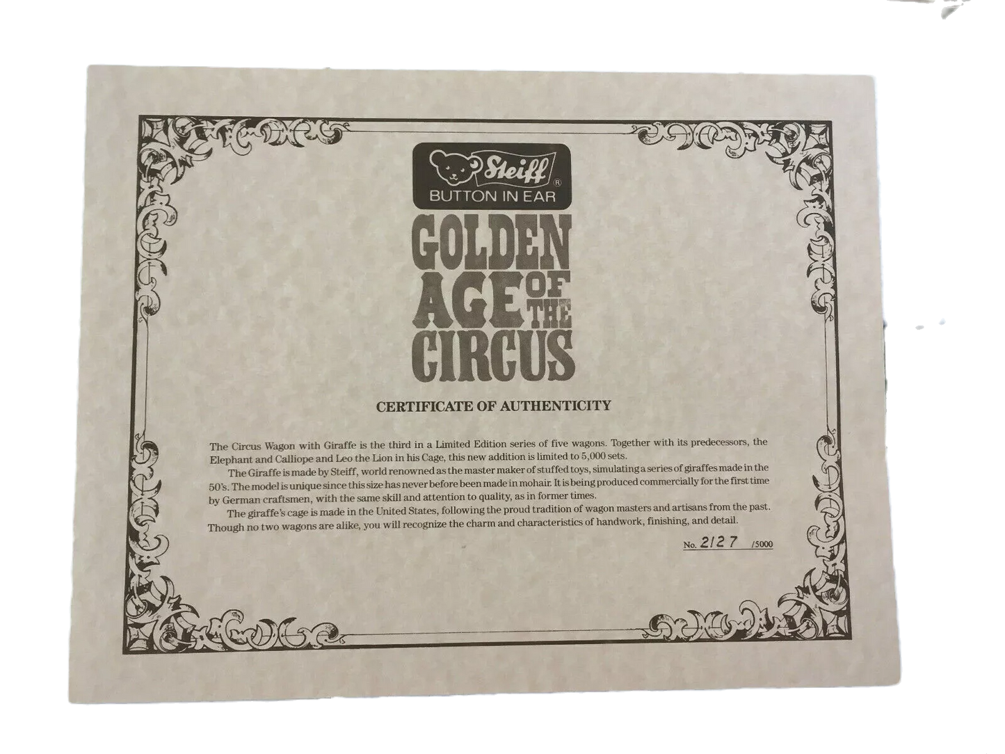 Steiff Giraffe Circus Wagon 1888 0100/88 image 6