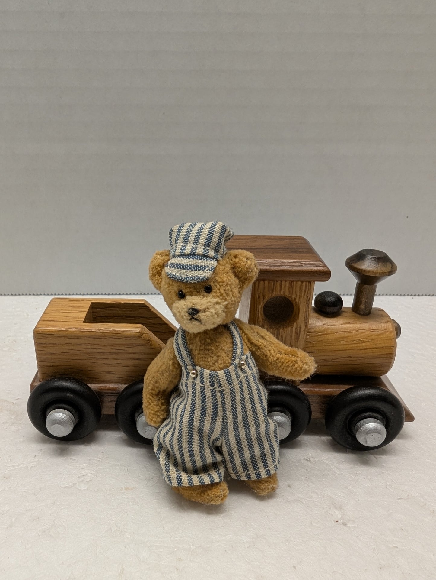 Casey the Engineer Bear with Wooden Train By Pat Carriker image 5