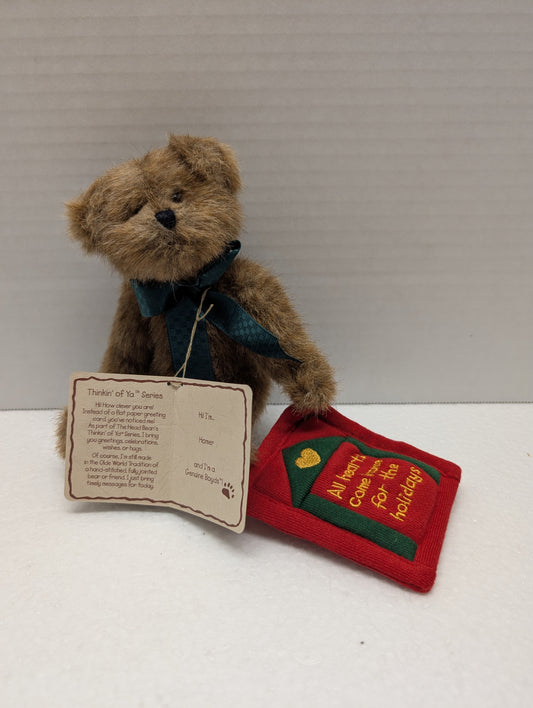 Boyds Bear Plush Homer 7.5"  jointed with quilt 904363 image 0