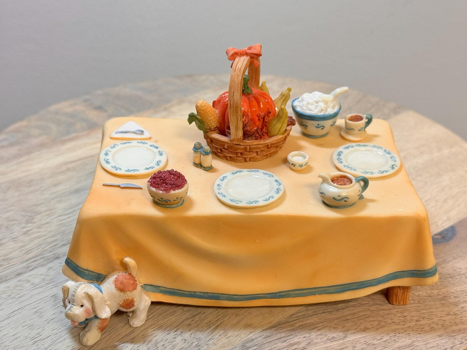Cherished Teddies Thanksgiving Table Figurine With Dog # 141542. image 5
