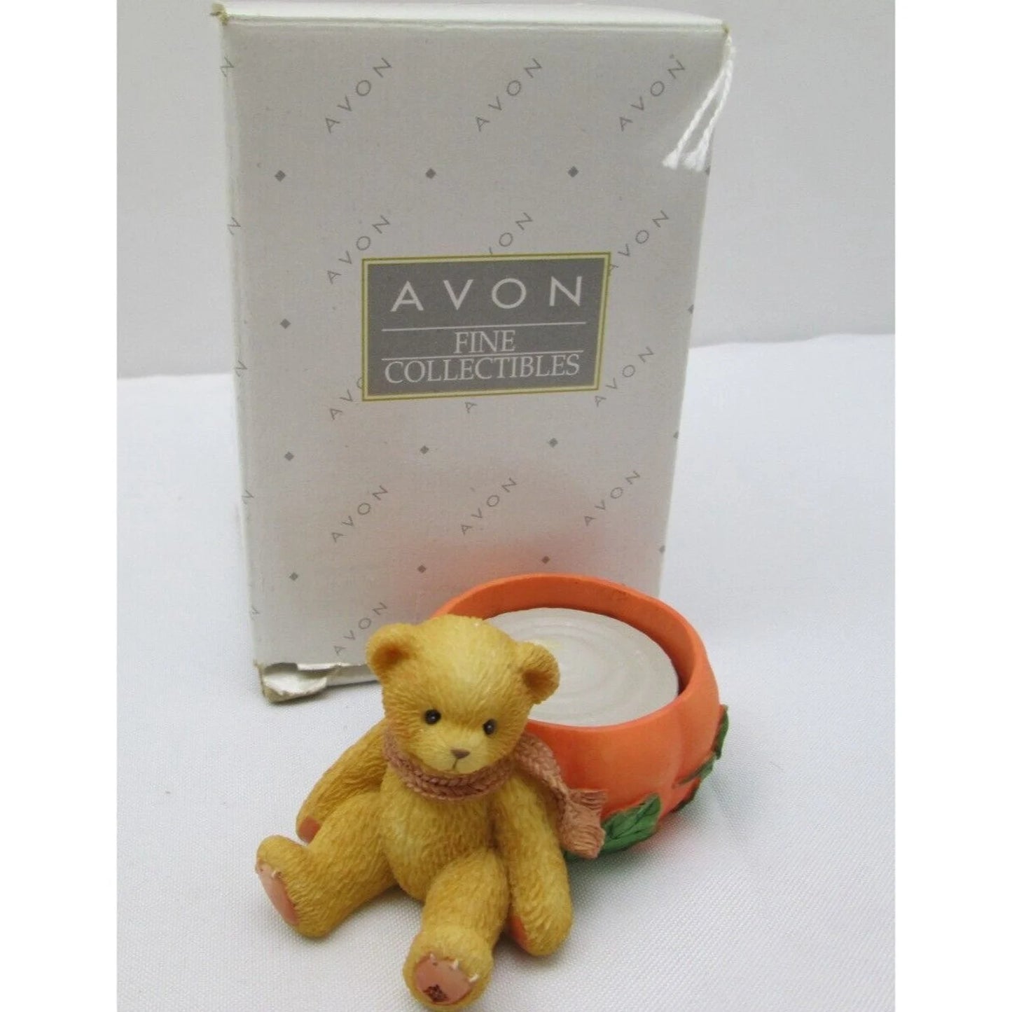 Cherished Teddies Bear Figurine 1998 Pumpkin Tealight Holder # 470333 image 1