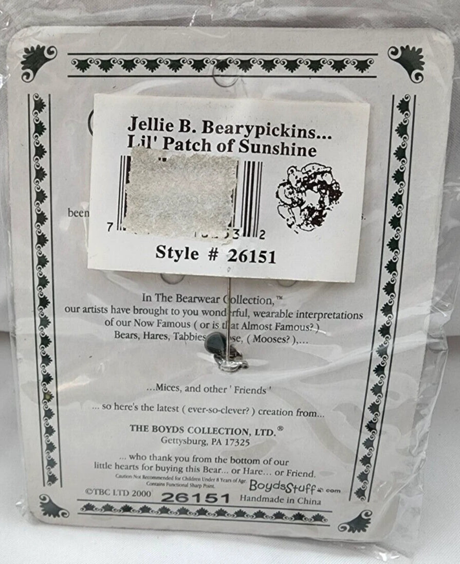 Boyds Pin Bearwear Jellie B Bearypickins L'il Patch of Sunshine 26151 image 2
